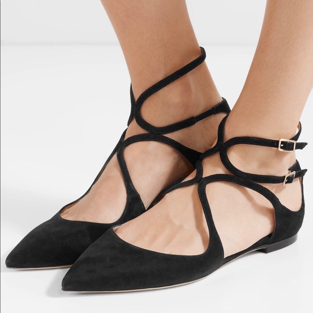 Jimmy Choo Lancer Suede Point-toe Flats